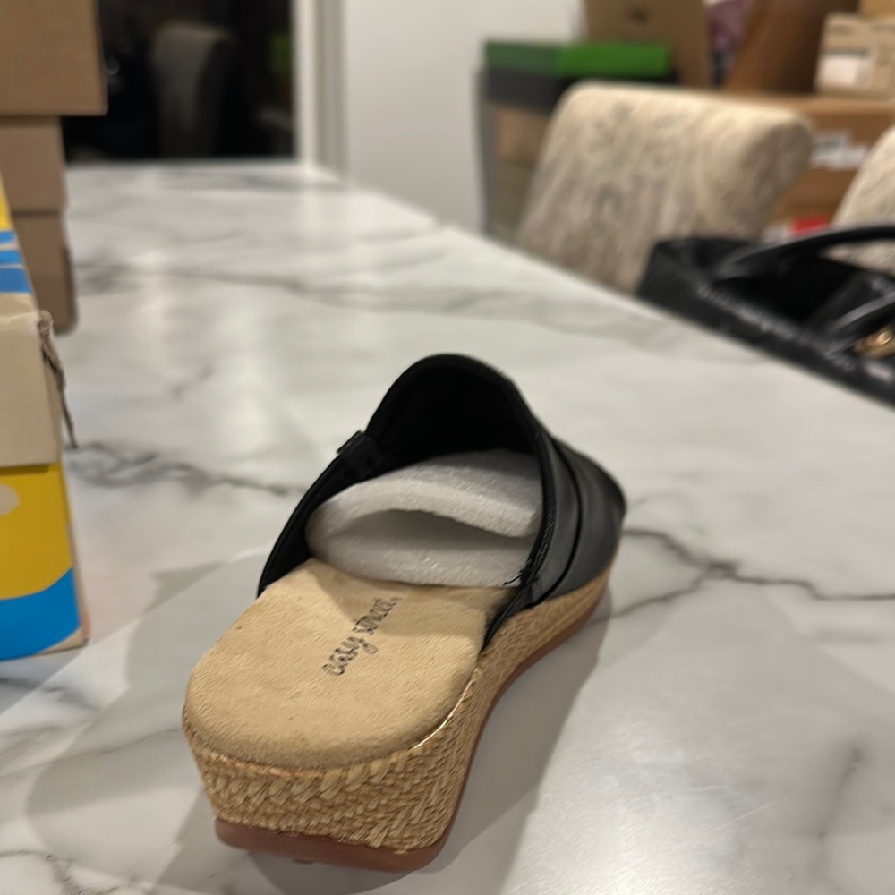 Black Bertina Wedge Sandals - Picture 3 of 6